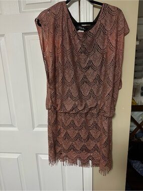 SL Fashions Rose Gold Fringe Mini Dress